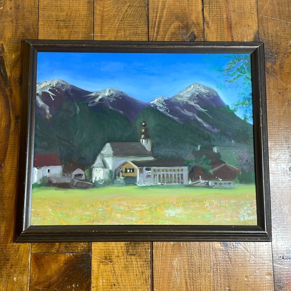 Framed Original Country Painting Signed N. Nichols